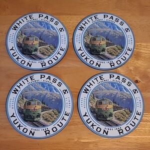WHITE PASS YUKON ROUTE Train Theme Coasters, Skagway Alaska, Set of 4